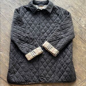 Burberry Black Quilted Jacket with Plaid Lining